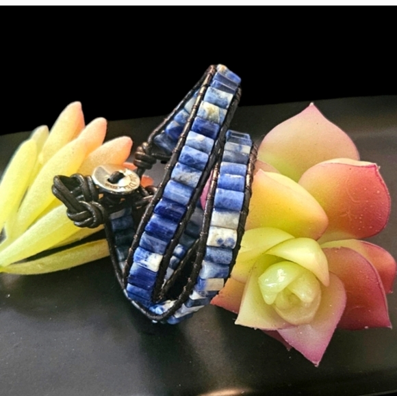 Sodalite Beaded Wrap Bracelet - Picture 2 of 5